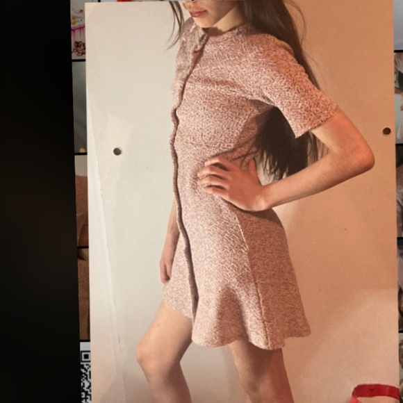 Other - Girls Vintage Pink Black Tweed Dress Button 7/8